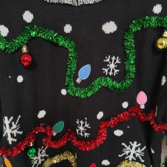Blizzard Bay Black Knit Ugly Christmas Sweater Size XL - Picture 7 of 8